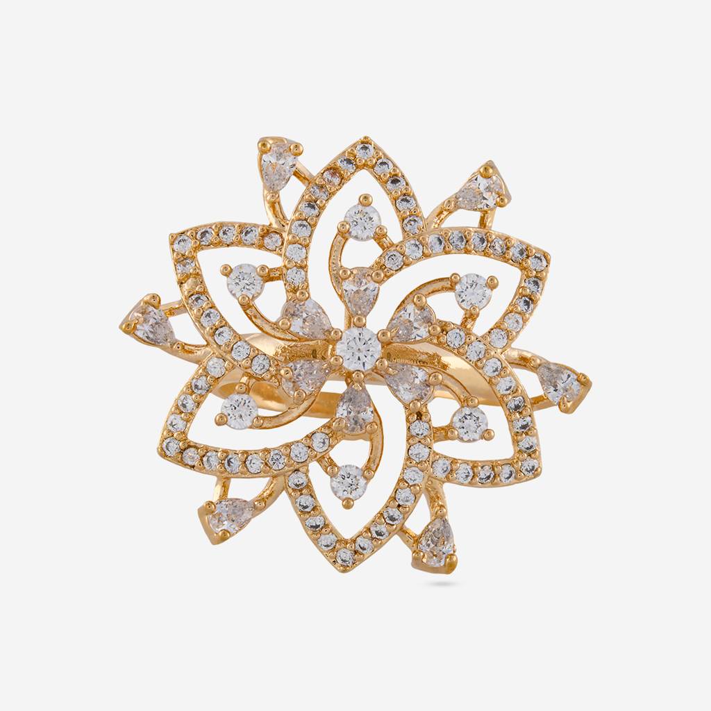White Gold-Rose - Plated Party Wear Zircon Finger Ring - 470317 : 470317