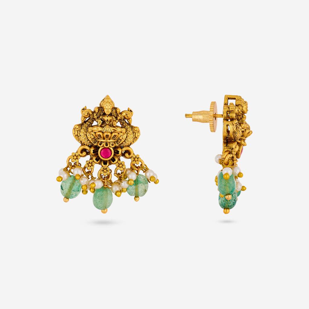 Ruby-Green Gold - Plated Festive Antique Earring - 463364 : 463364
