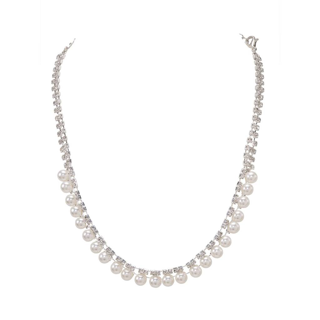 Silver Plated Statement Necklace Earrings Set For Women & Girls : PX9N244SW