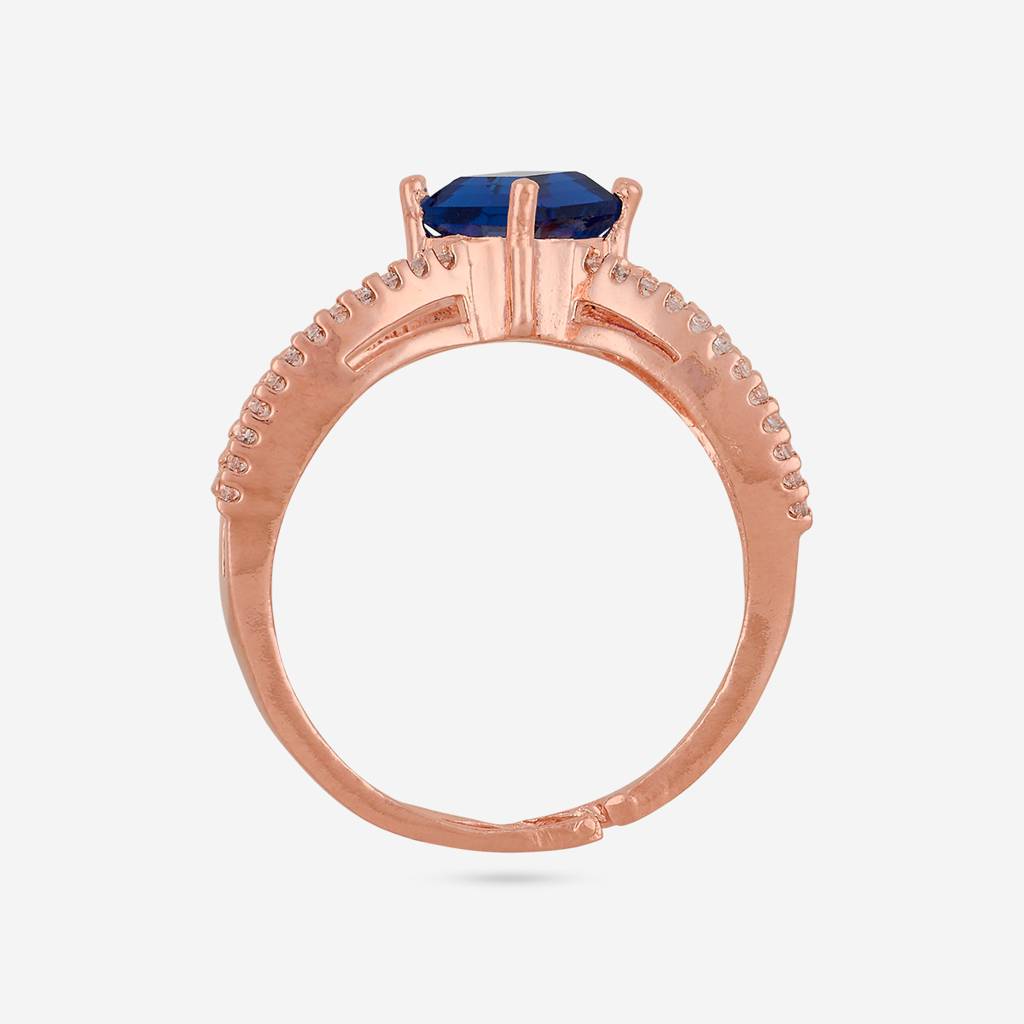 Rose Gold - Plated Party Wear Zircon Finger Ring - 463029 : 463030