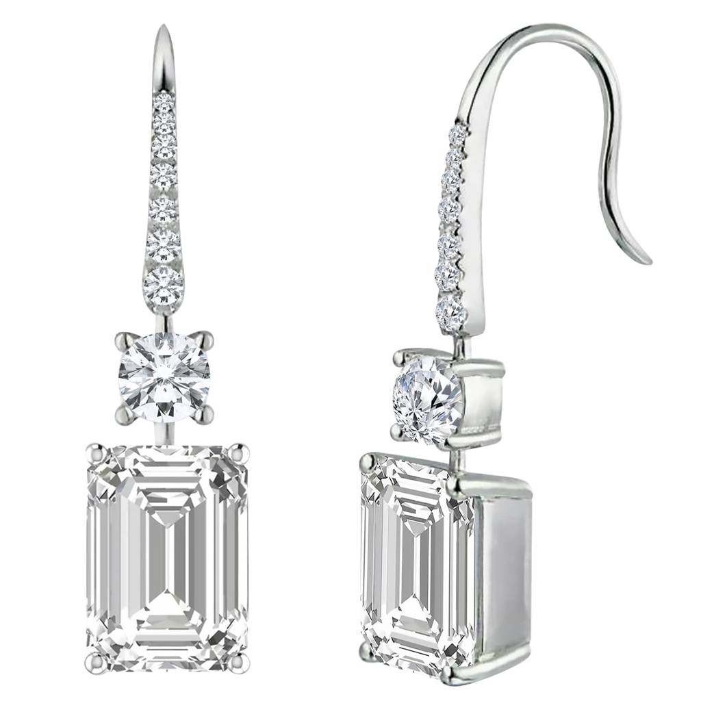 American Diamond Studded Silver Plated Drop Earrings Fashion Stylish Jewellry Gift For Girls & Women (Px8E83) : PX8E83