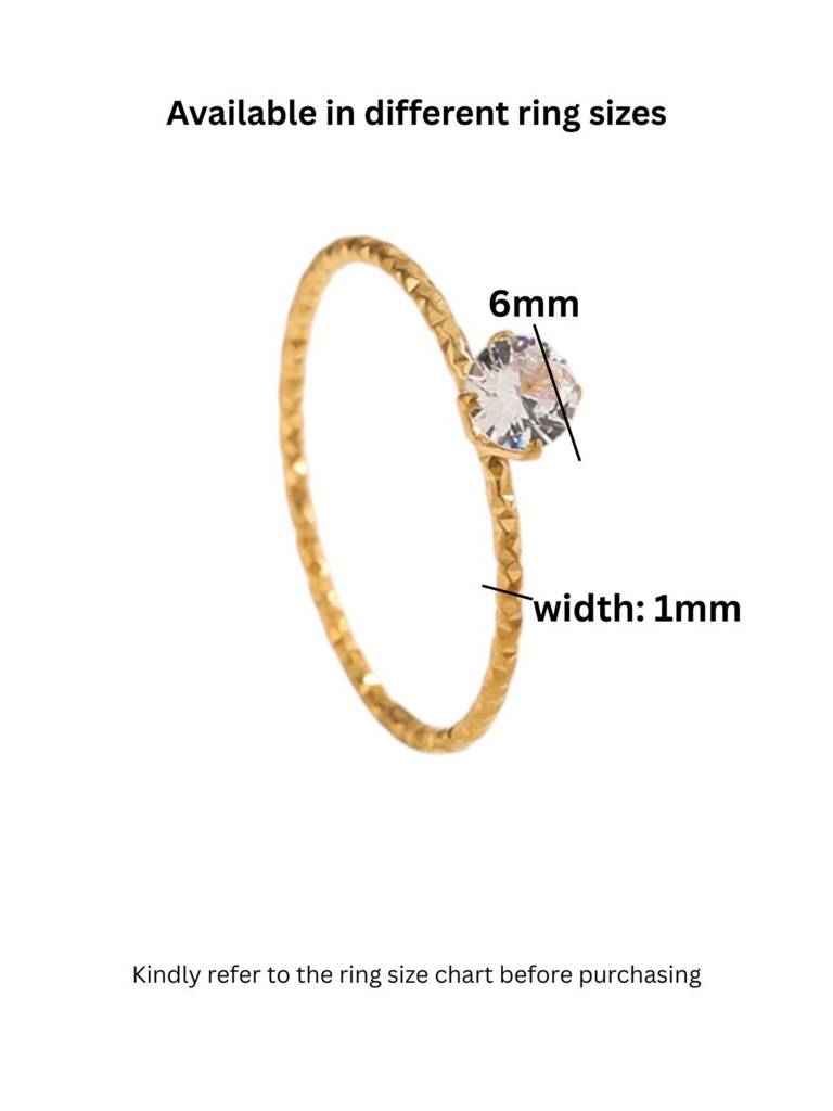 Single Zircon Thin Minimal Solitaire Ring 18K Gold Plated Anti-Tarnish : AHM0126R011_6