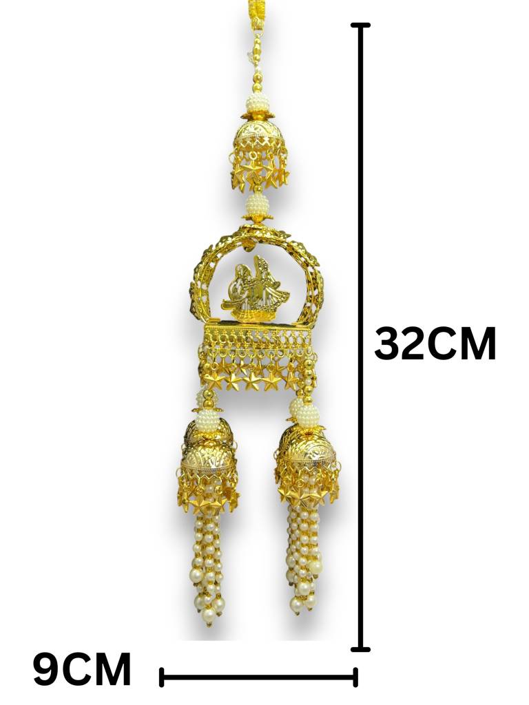 Golden Bridal Kaleera With Doli Dome & Four Mini Jhumki Domes | Pearl Moti & Star Charms Designer Kaleere For Br : 2512-252-et