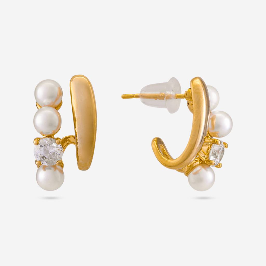 Pearl Gold - Plated Casual Wear Trendy Zircon Earring - 464749 : 464749