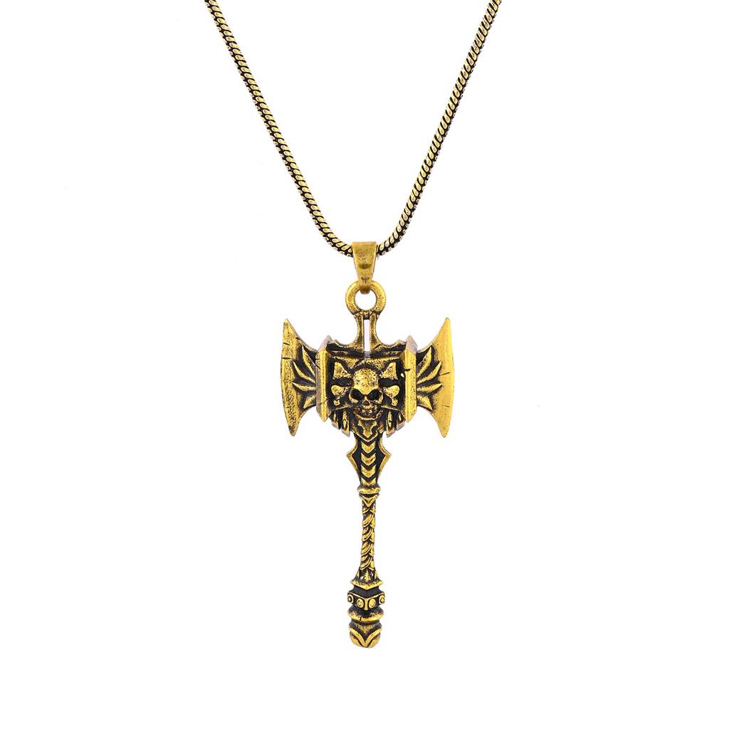 Statement Warrior Axe Gold Oxidised Men’S Pendant : 8905124565430