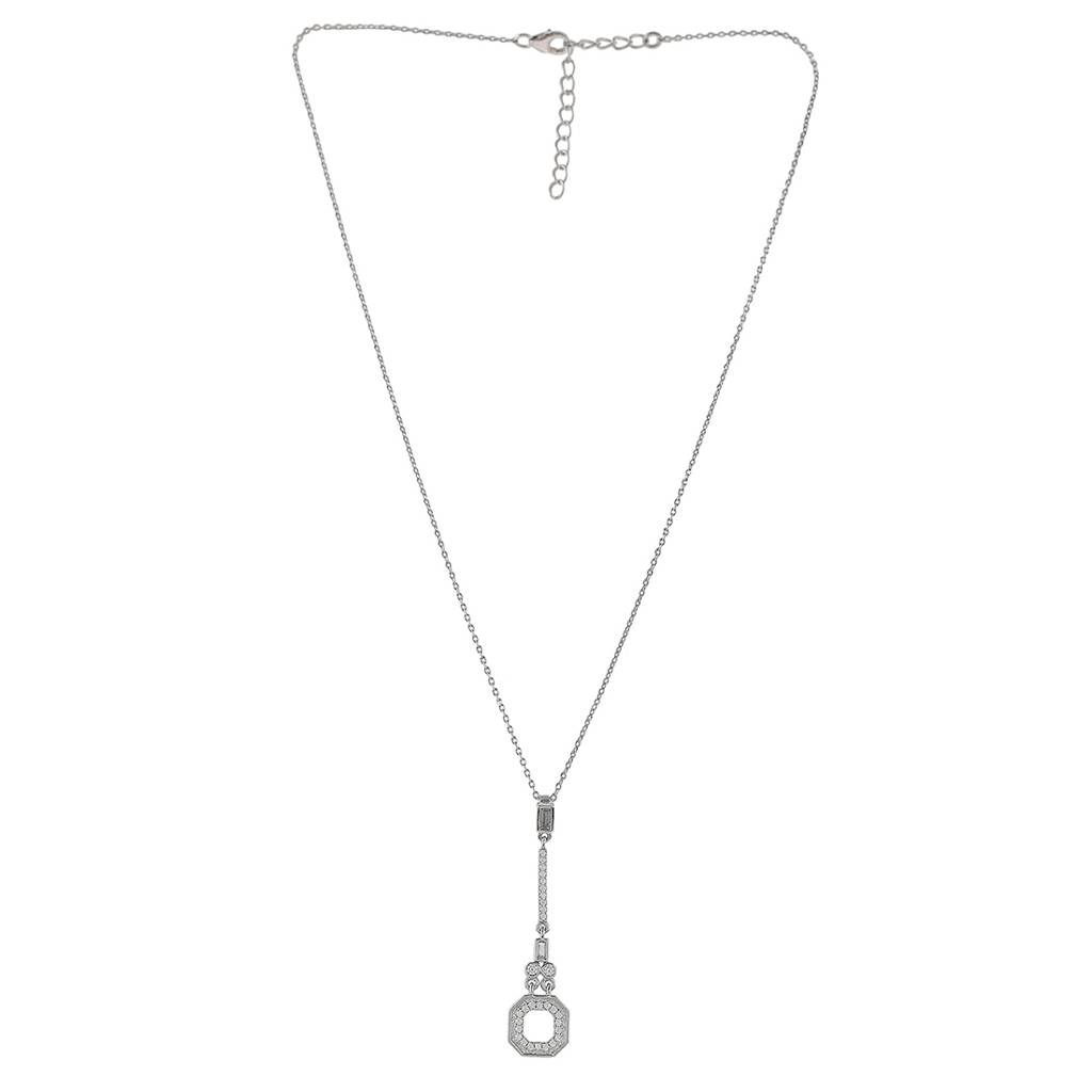 Mother'S Day Collection 925 Sterling Silver Round Cut Cz Rectangular Pendant With Chain : 8905124504033