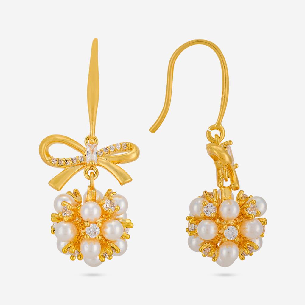 Pearl Gold - Plated Casual Wear Trendy Zircon Earring - 464504 : 464504