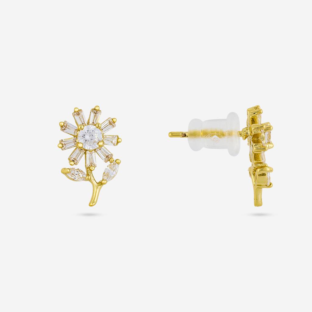 White Gold - Plated Casual Wear Trendy Zircon Earring - 460382 : 460382