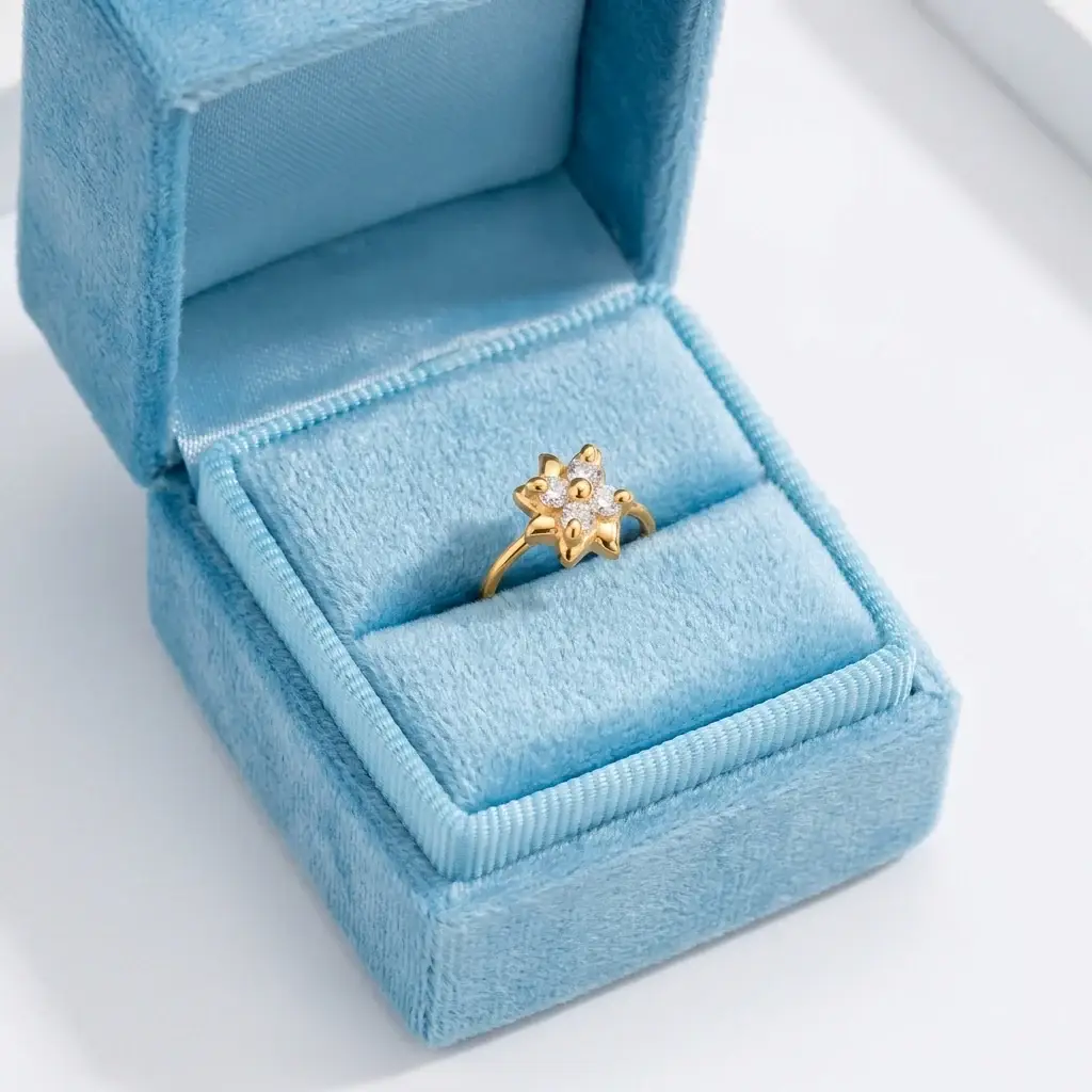 White Cz Floral Star Minimal Nose Pin 925 Sterling Silver Yellow Plated : NP-00059_White