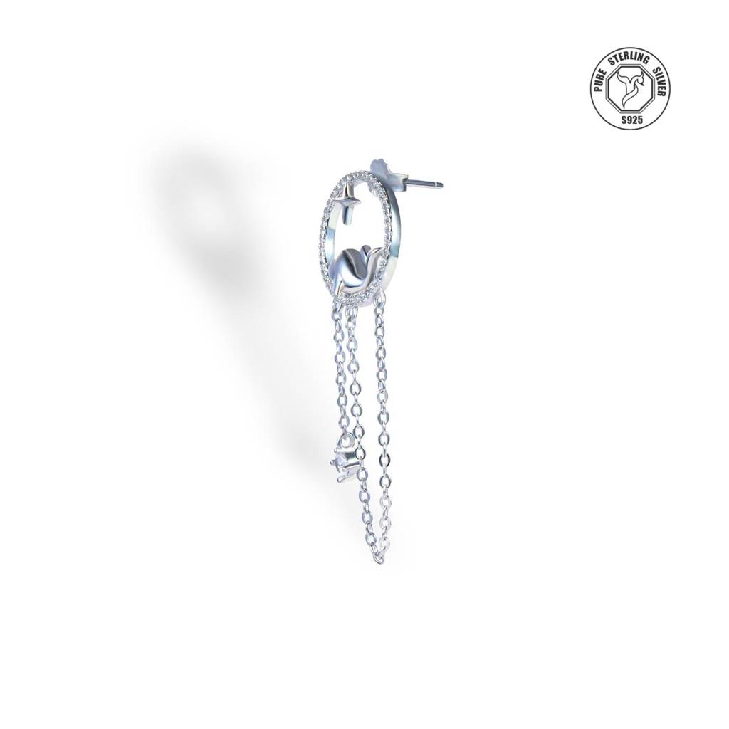 925 Sterling Dolphine Earrings : TRETL0043Silver