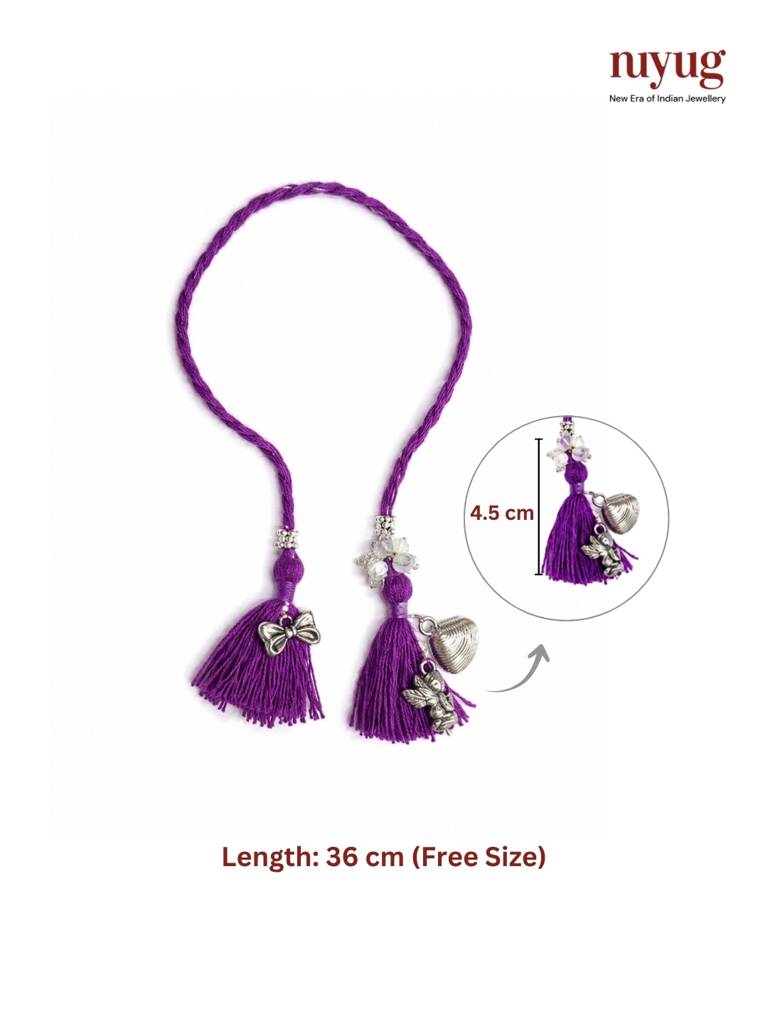 Purple Floral Tassel Lumba Rakhi : YI24A1013A