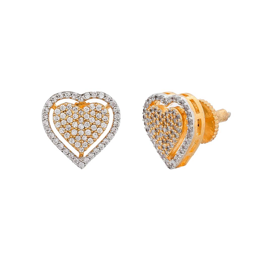 Sparkling Elegance Heart Shaped Cz Studded Earrings : 8905124499100