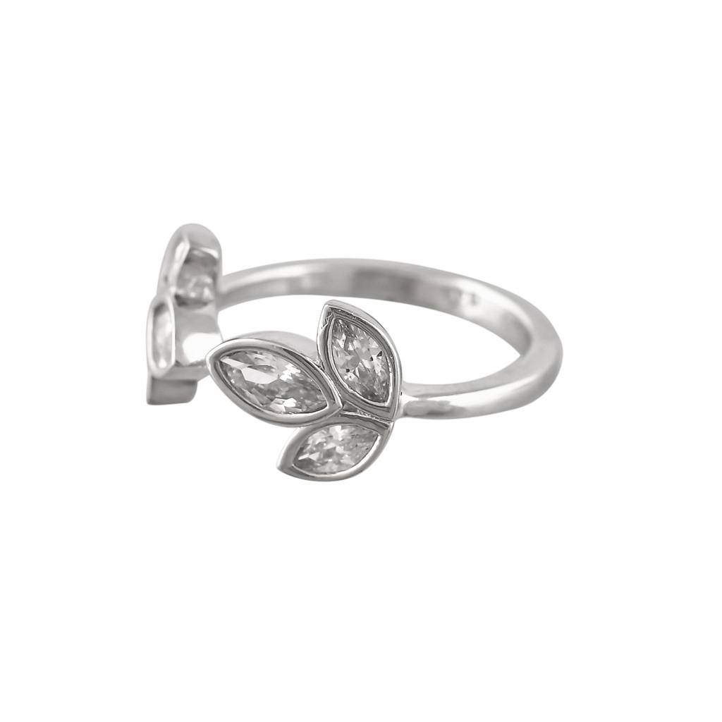Valentine'S Day Sterling Silver Leaf Open Finger Ring : 8905124516753