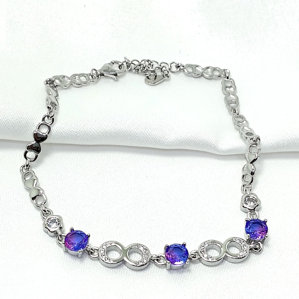 Misty Purple Stone 925 Silver Bracelet : LBR-200006