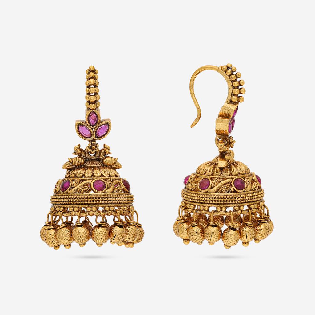Ruby Gold - Plated Festive Antique Earring - 445957 : 445957