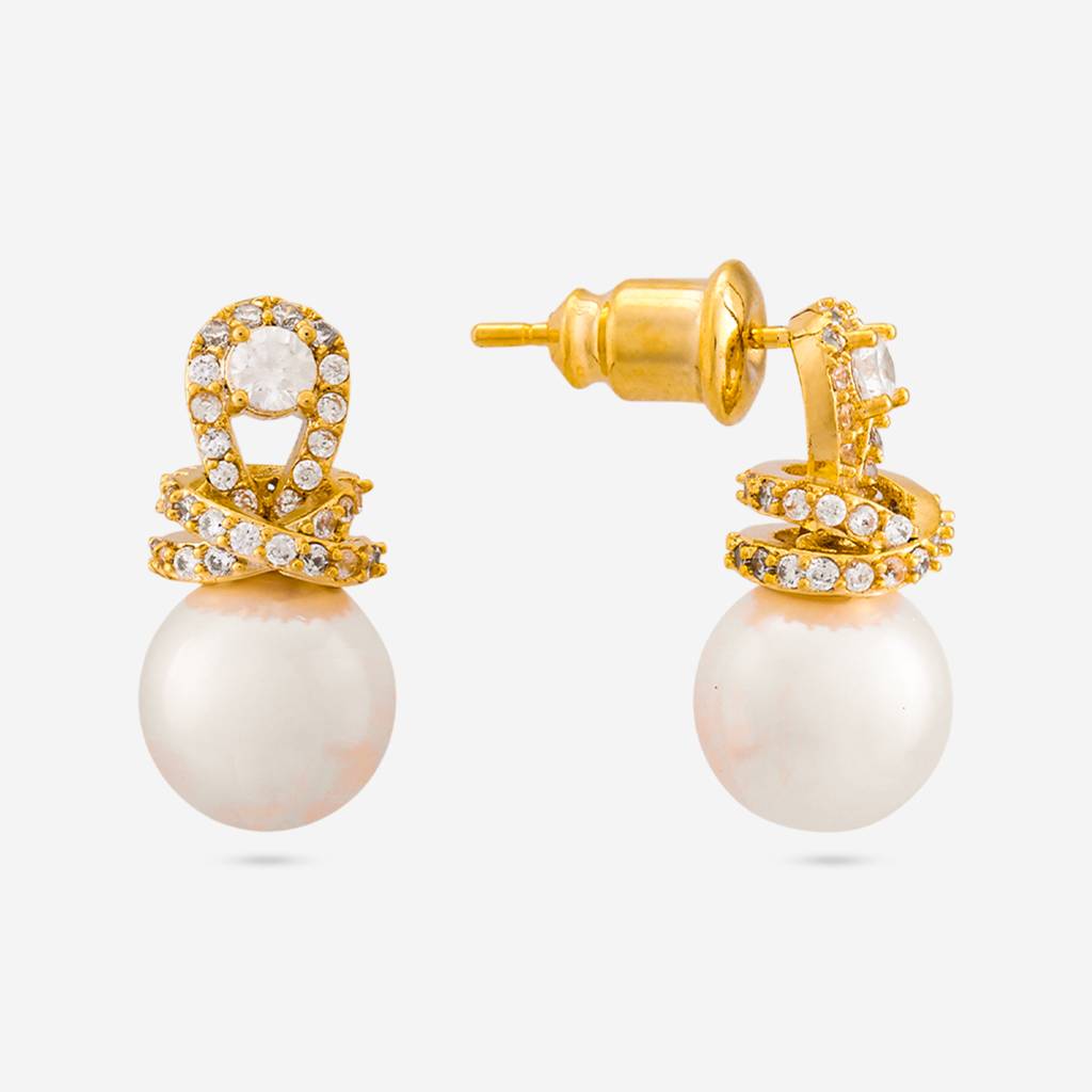 Pearl Gold - Plated Casual Wear Trendy Zircon Earring - 464680 : 464680