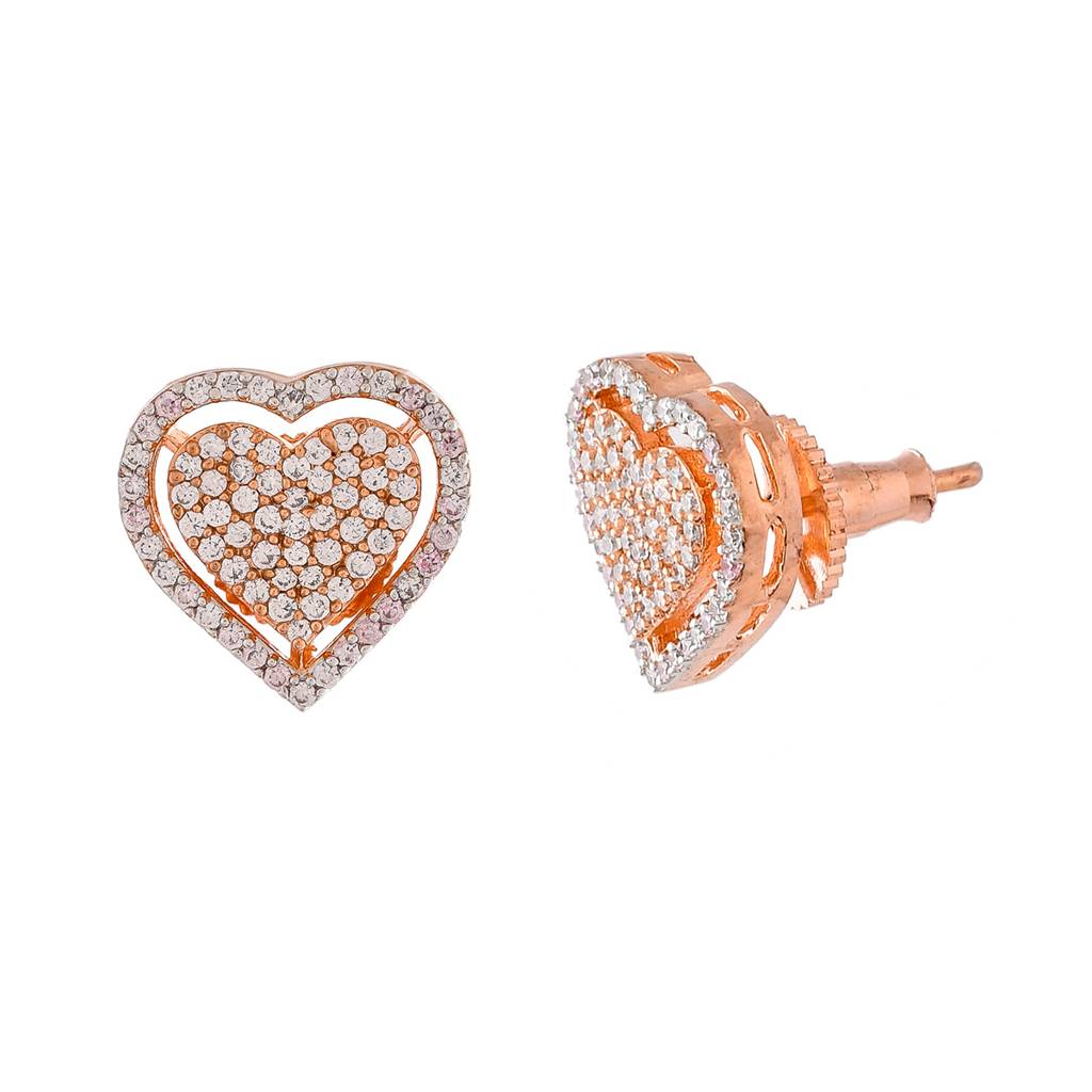 Sparkling Elegance Hearts Cz Stud Earrings : 8905124499117