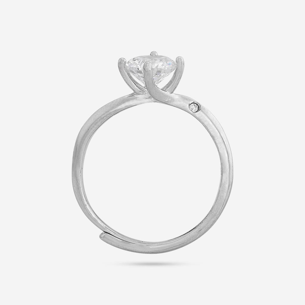 White - Plated Office Wear Silver Finger Ring - 453144 : 453145