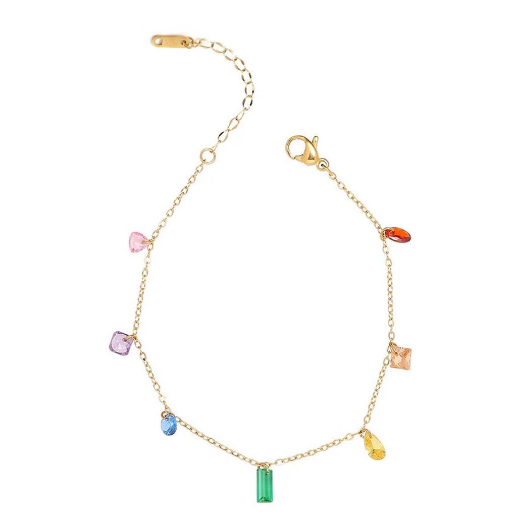 Multicolor Crystal Studded Gold Plated Fancy Openable Bracelet Jewellery For Women & Girls : PX9B210GML