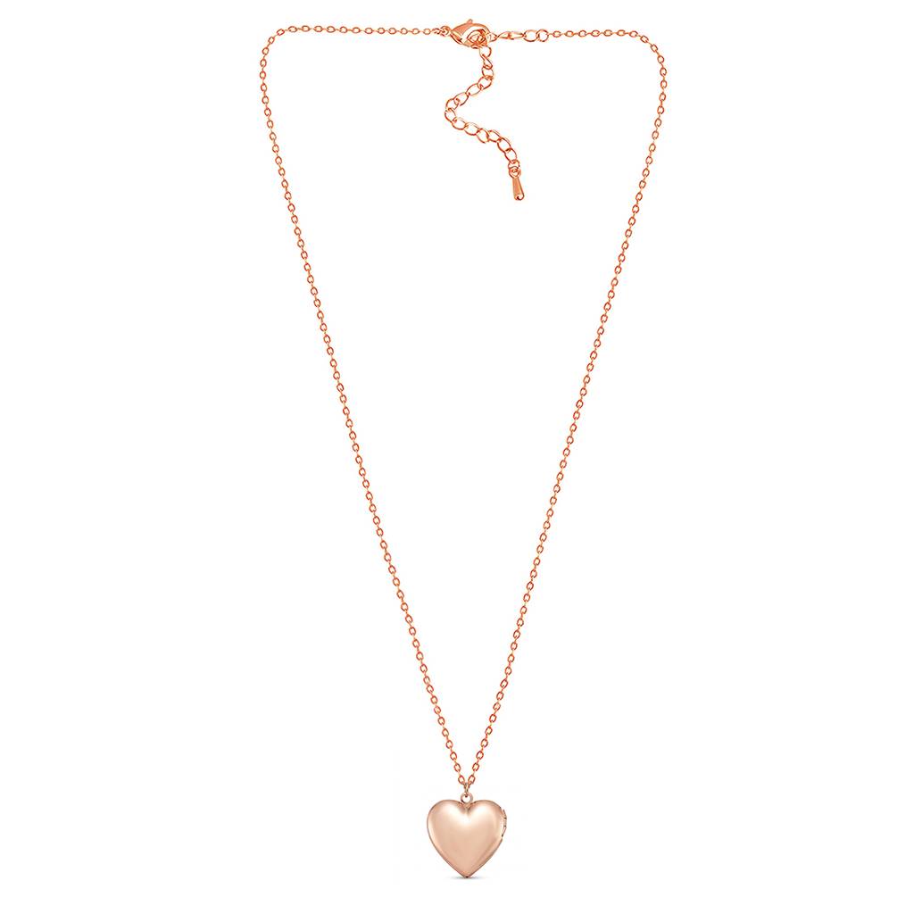 Fancy Heart Shape Openable Pendant Chain Necklace For Women & Girls | Rose Gold Plated | Stylish Design Jewellery |  : PX9P96C