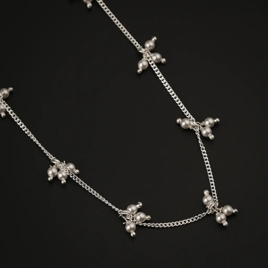 Silver Baby Necklace With Pearls : 67456919