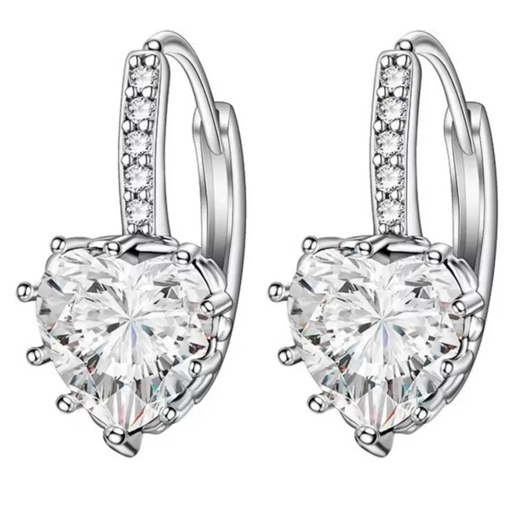 Peora Cubic Zirconia Studded Silver Plated Hoop Earrings Stylish Fancy Jewellery For Women & Girls : PX8E29S