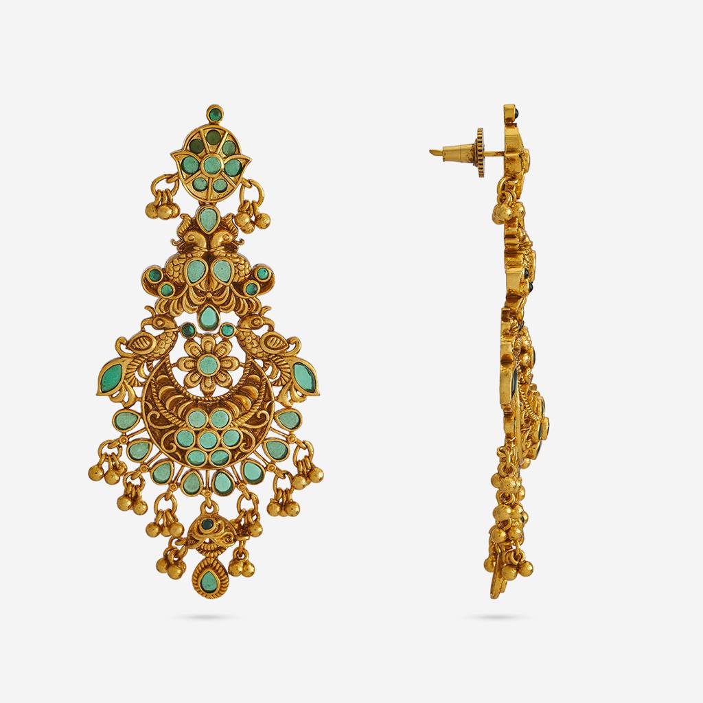 Green Gold - Plated Bridal Antique Earring - 441927 : 441927
