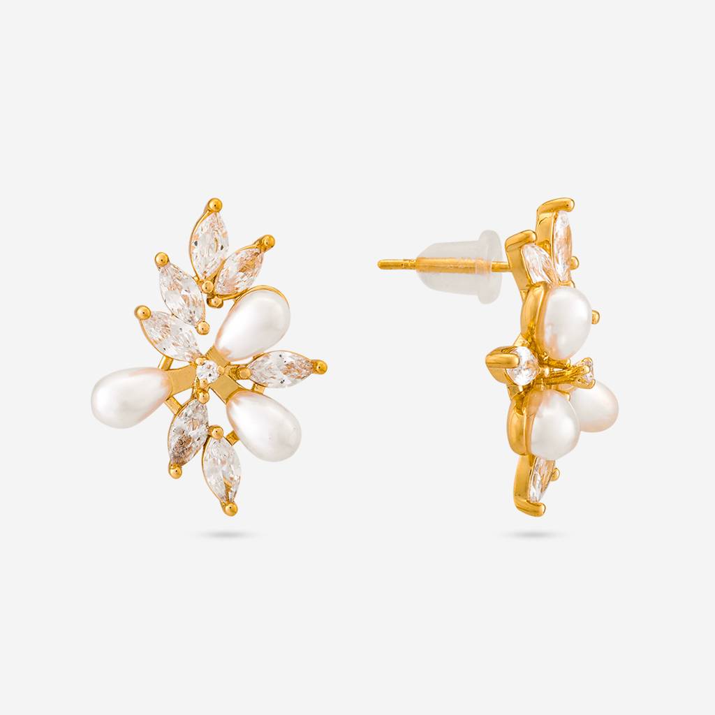 Pearl Gold - Plated Casual Wear Trendy Zircon Earring - 464750 : 464750