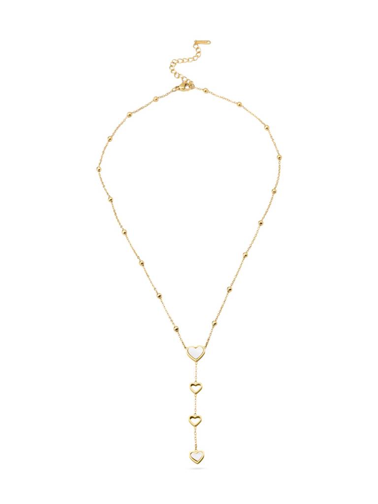 Multi Heart Linked Lariat Necklace For Women - Waterproof & Anti-Tarnish : NK0837