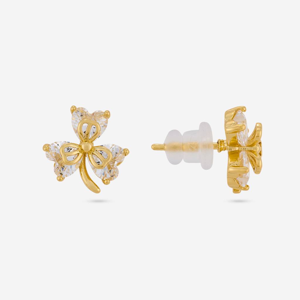 White Gold - Plated Casual Wear Trendy Zircon Earring - 460385 : 460385
