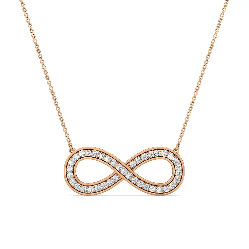 Infinity Diamond Women'S Pendant | 33 Round Cut Diamonds Endless Love Symbol Jewelry | Lab-Grown Diam : PD00160-WH-9KGold-LabD