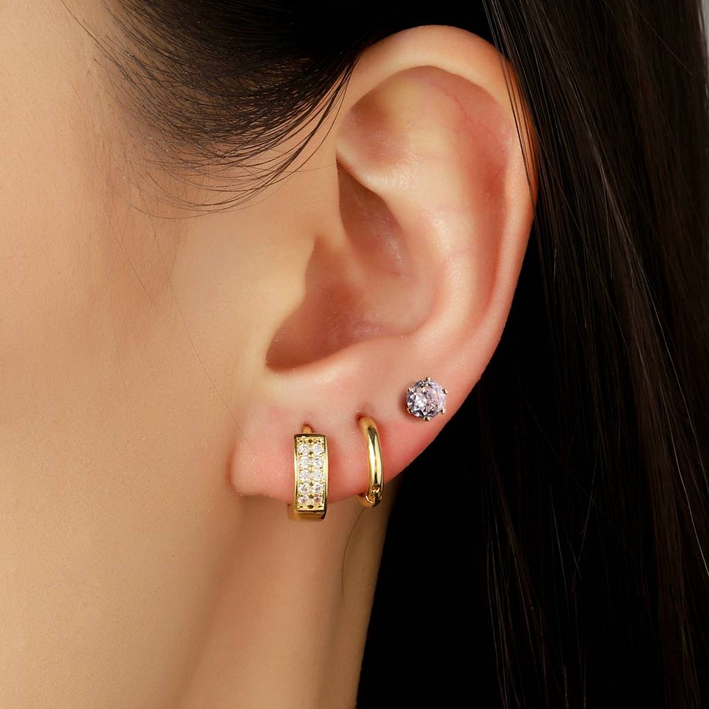 Set Of 3 Luxe Gold Earrings : EC33989-G