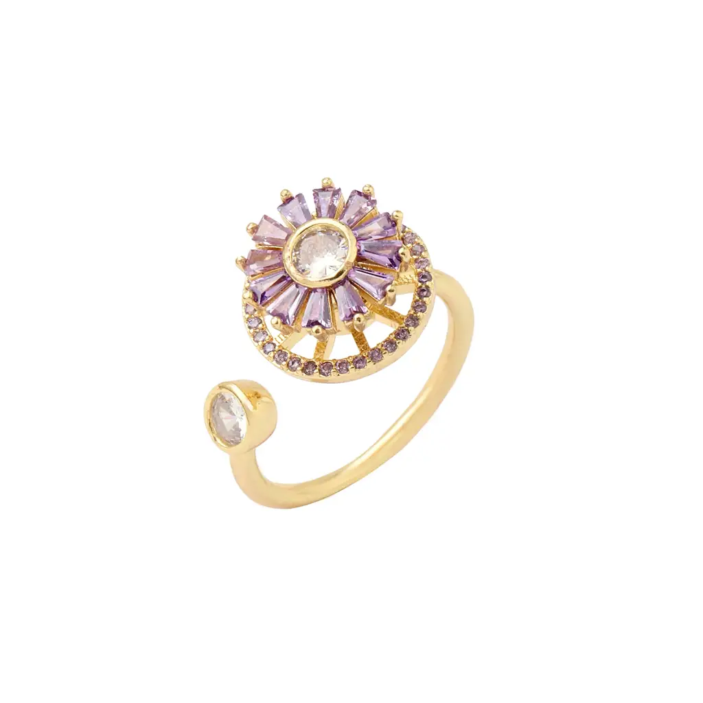 Haya Purple Baguette Spinner Ring : RS13809-G-PPL