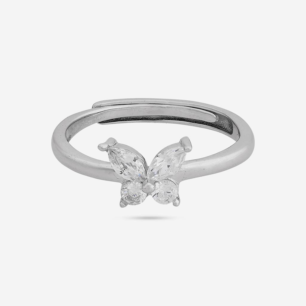 White - Plated Office Wear Silver Finger Ring - 453294 : 453295