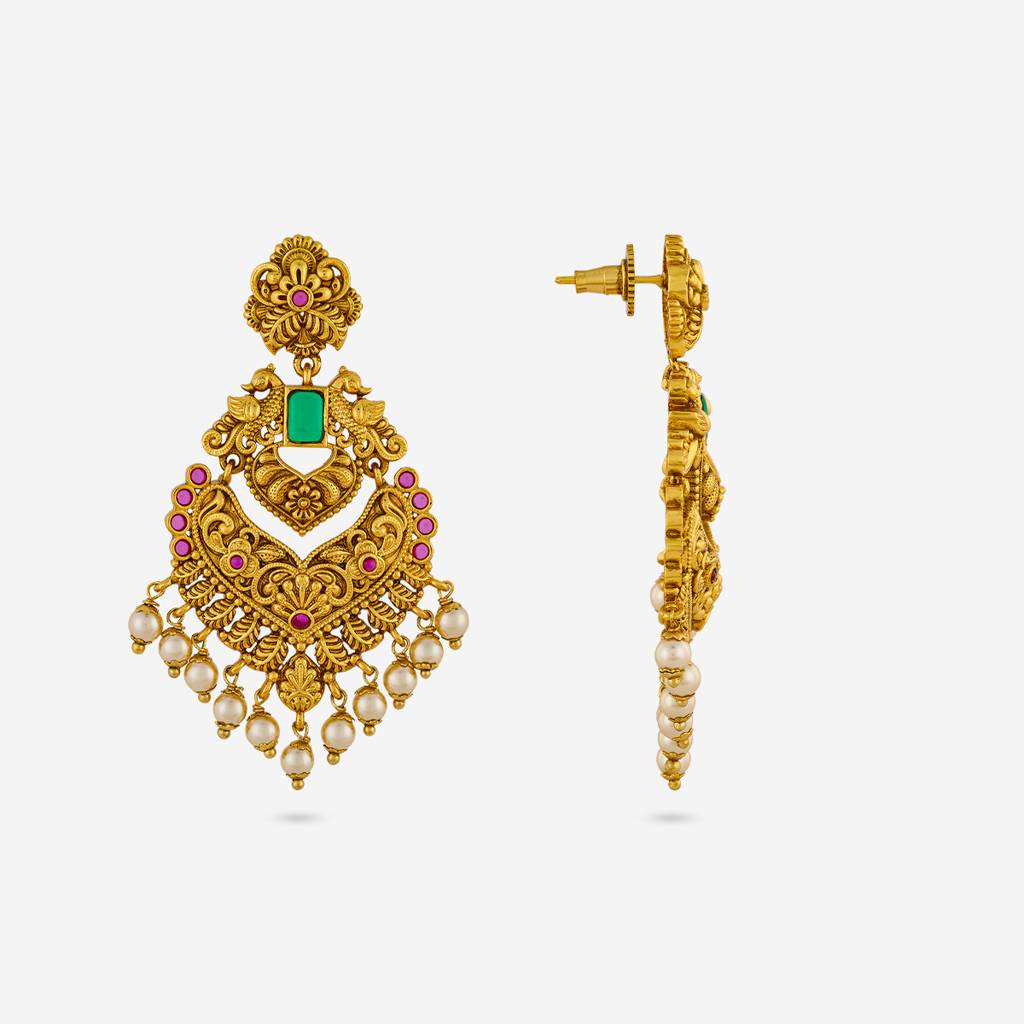 Ruby-Green Gold - Plated Bridesmaid Antique Earring - 453876 : 453876