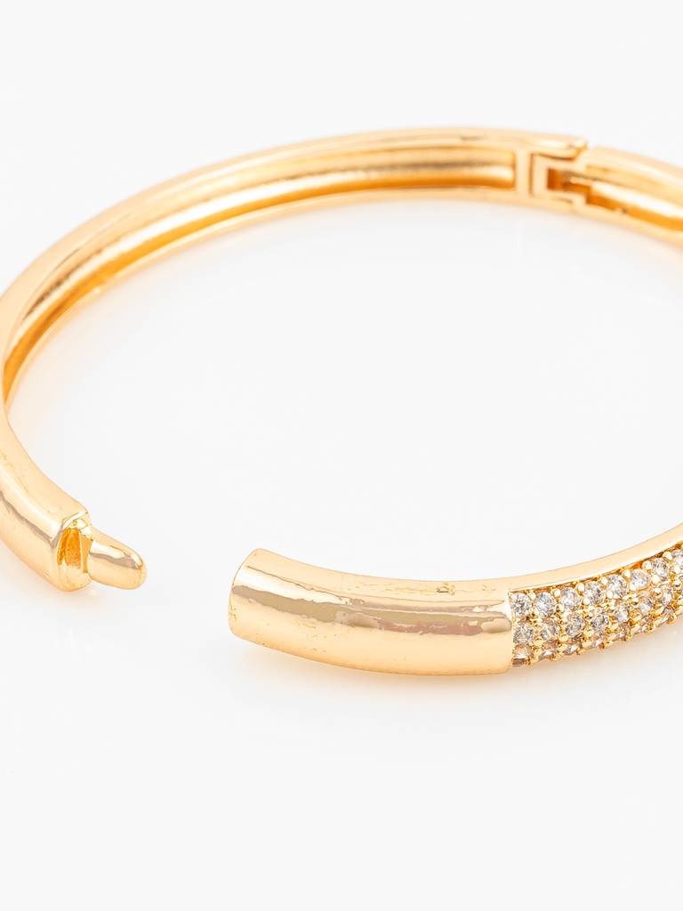 Gold Plated American Diamond Adjustable Kada Bangle For Women Â€“ Party Wear Traditional Jewellery : BG2590