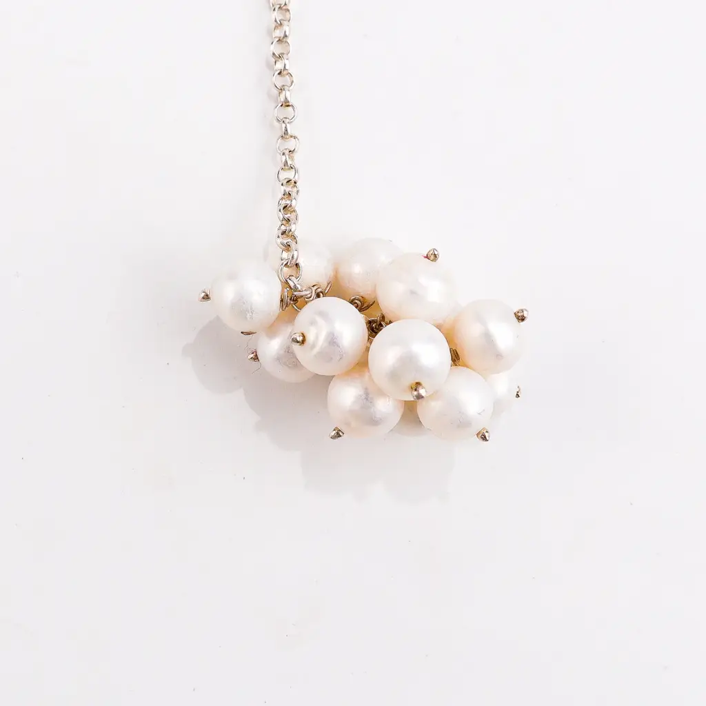 Silver Tie & Wear Necklace With Pearls And Semi Precious Stones : 5955479