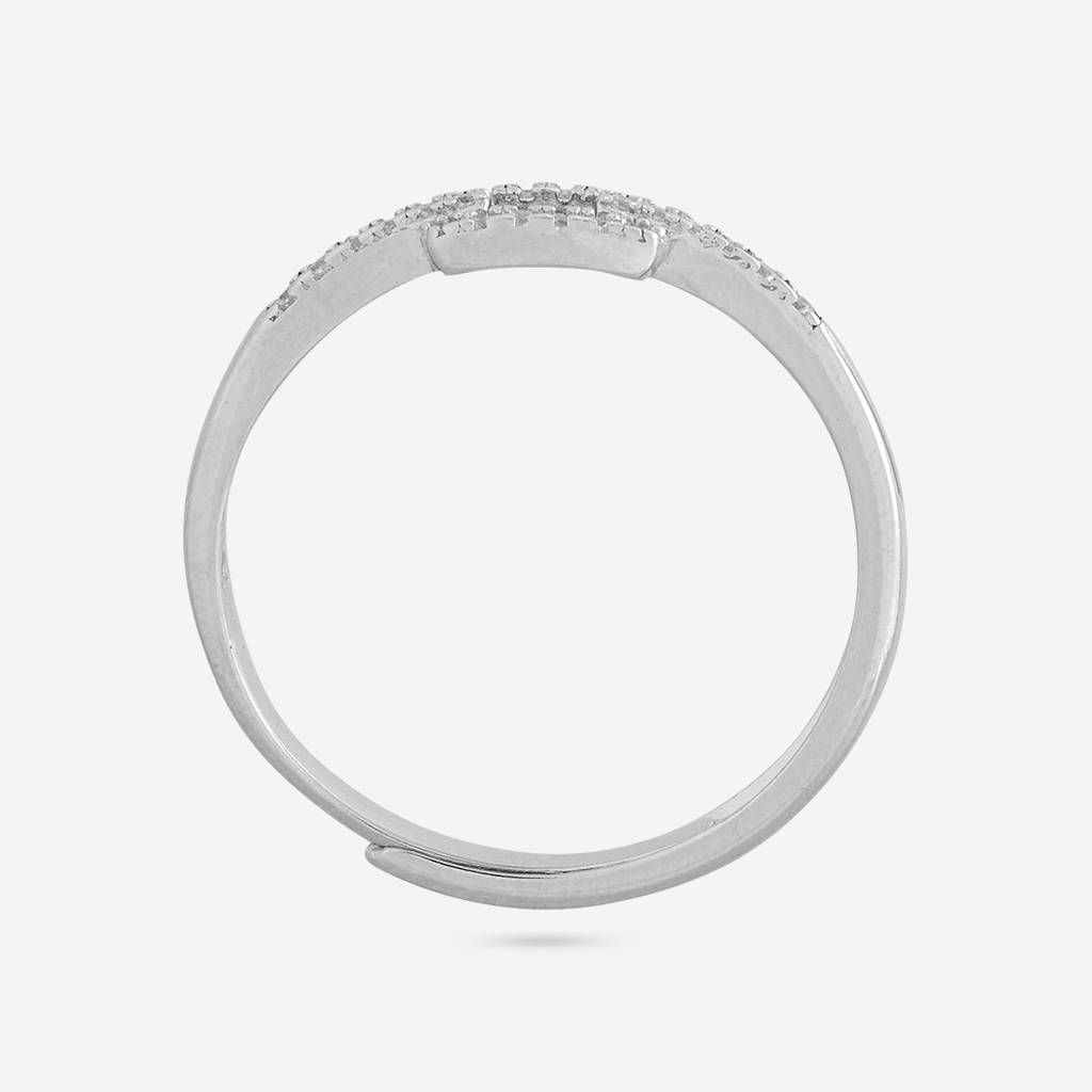 White Rodium Plated - Office Wear Silver Finger Ring - 466220 : 466220