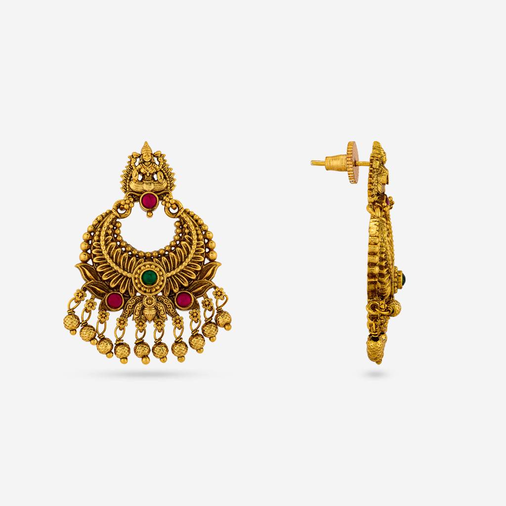 Ruby-Green Gold - Plated Festive Antique Earring - 467613 : 467613
