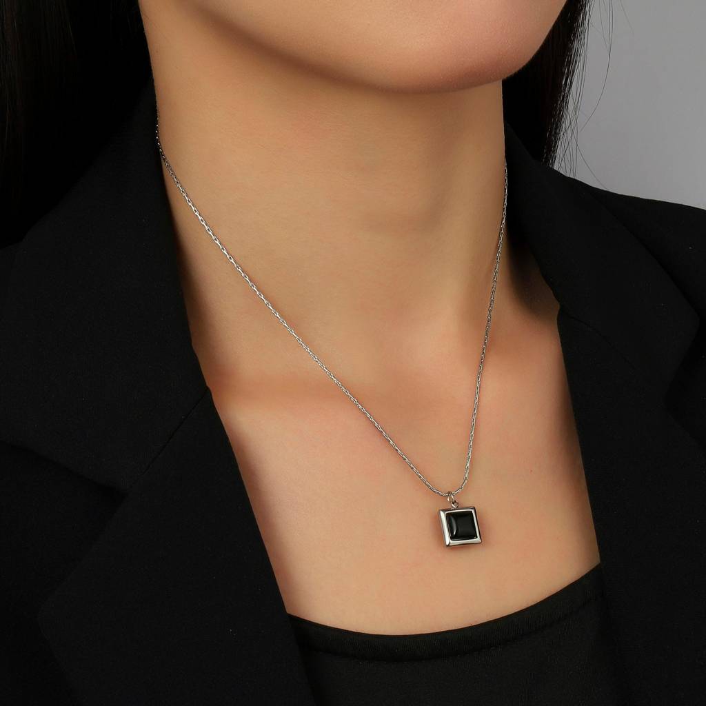 Lapis Diamond Necklace-Silver : NS13027B