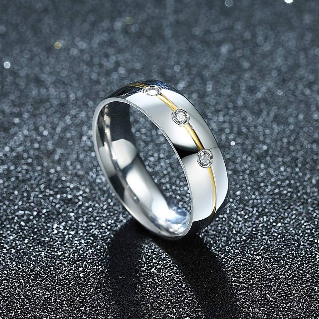 316L Stainless Steel Diamond Cut Cz Band Ring For Men Boys : PX9R74-9