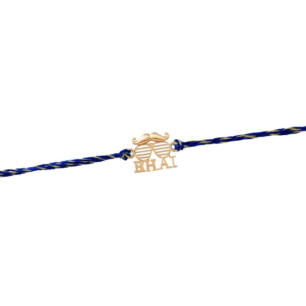 925 Sterling Silver 22K Gold Micron Plated Bhai Thread Rakhi For Him : 8905124509090