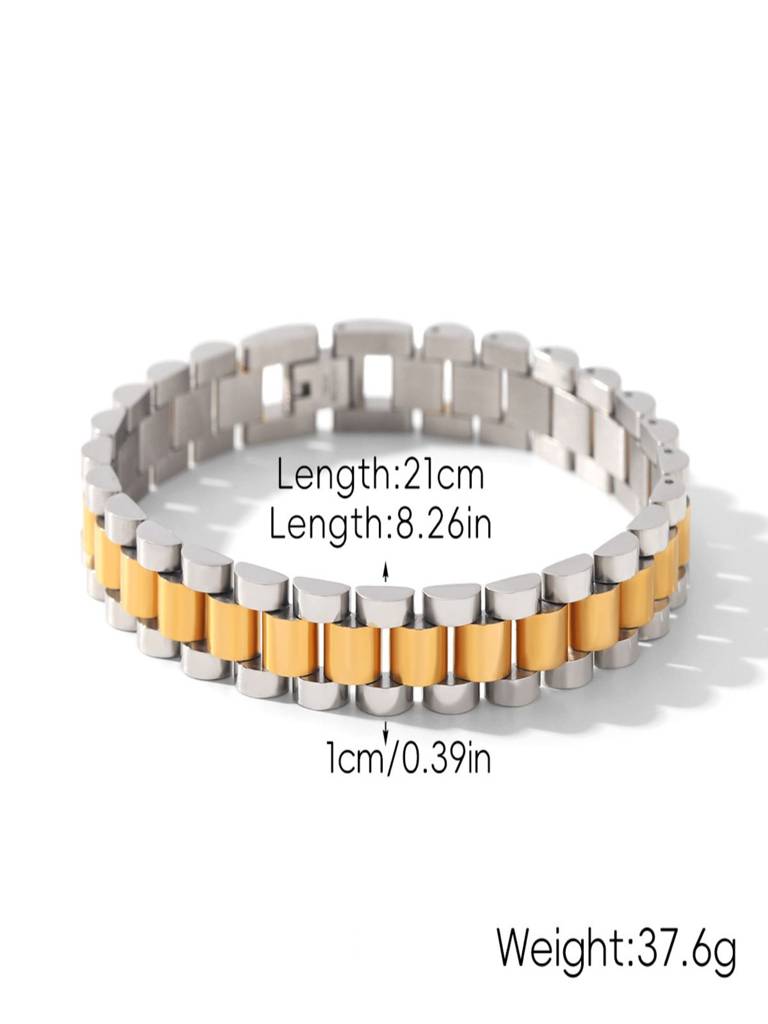 Wide Link Watch Strap Bracelet Waterproof Anti-Tarnish : AHC0925B0180GS_RE