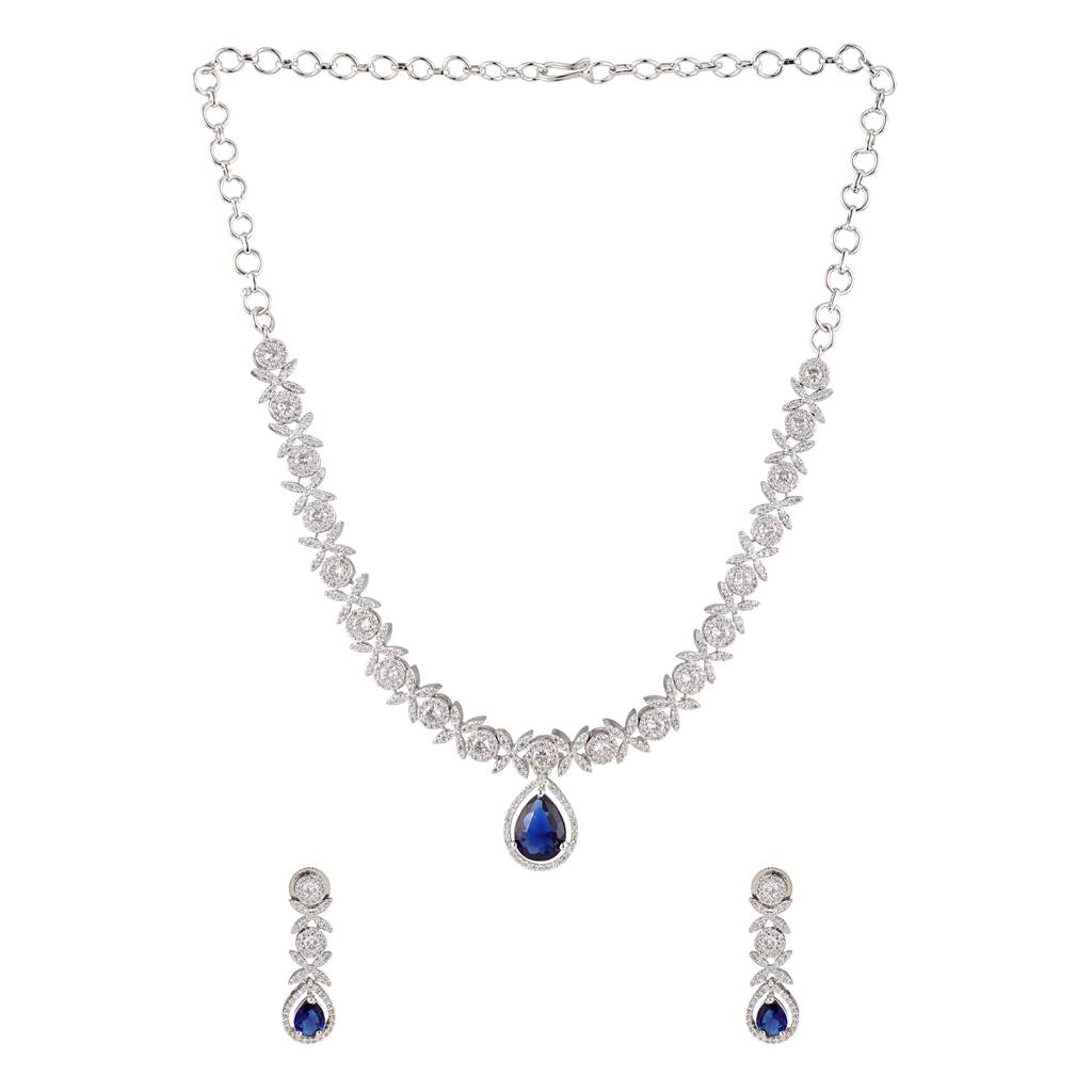 Sparkling Essentials Moonazure American Diamond Necklace Set : 8905124561067