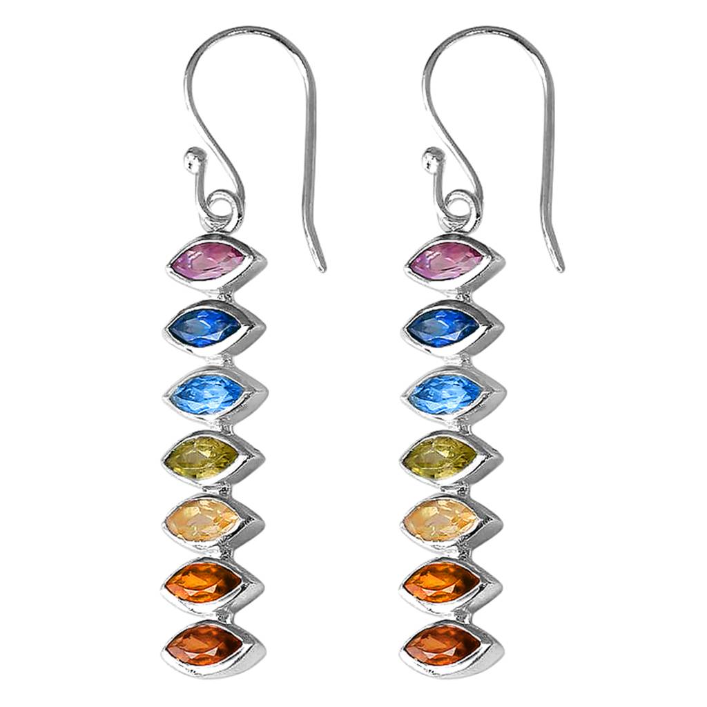 Multi-Color Silver Plated Fancy Drop Earrings For Women Crystal Studded Festive & Casual Wear Jewellery Gift For  : PX9E3215ML