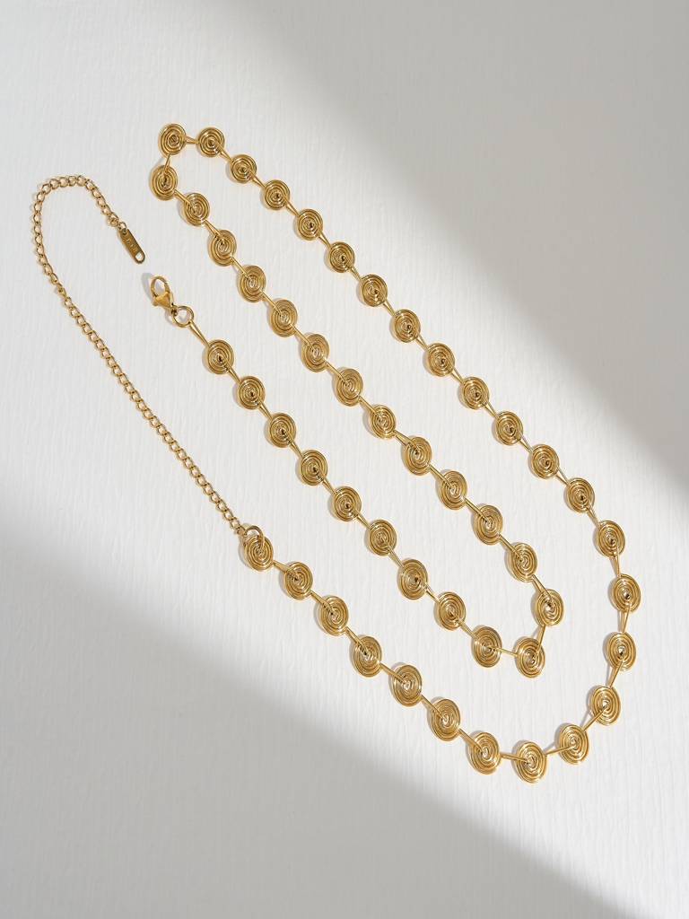 Set Of 2 Spiral Waist Chain & Bracelet Set 18K Plated Waterproof Antitarnish : ADZ0925WCB087C2
