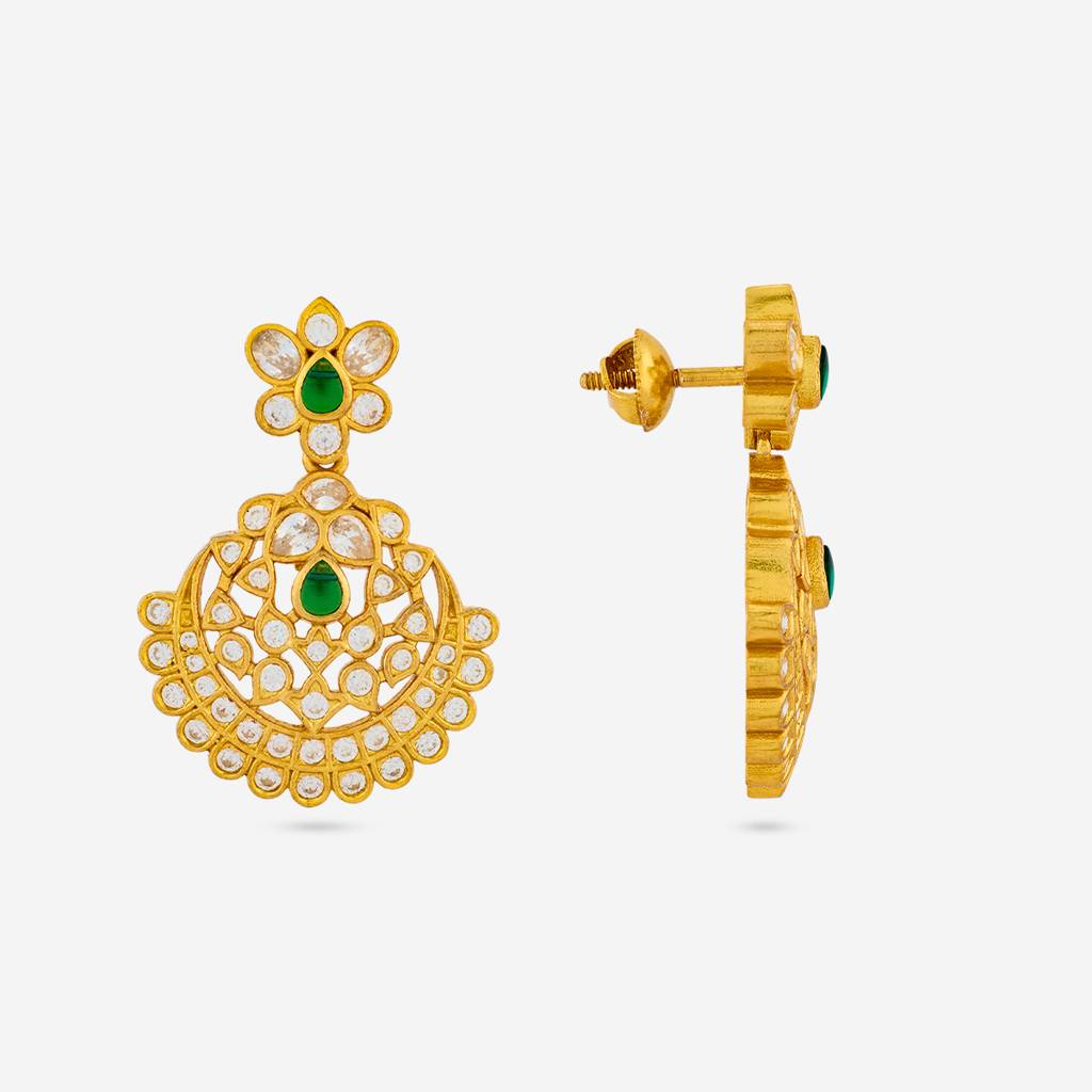 Green Gold - Plated Festive Temple Earring - 462022 : 462022