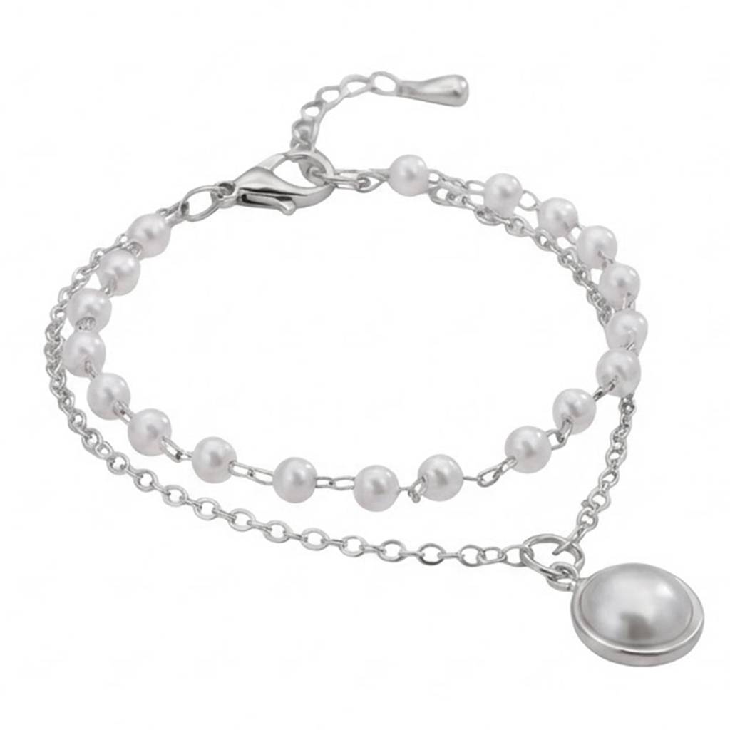 Pearl Studded Silver Plated Fancy Openable Bracelet Fashion Jewellery For Women & Girls : PX9B217RW