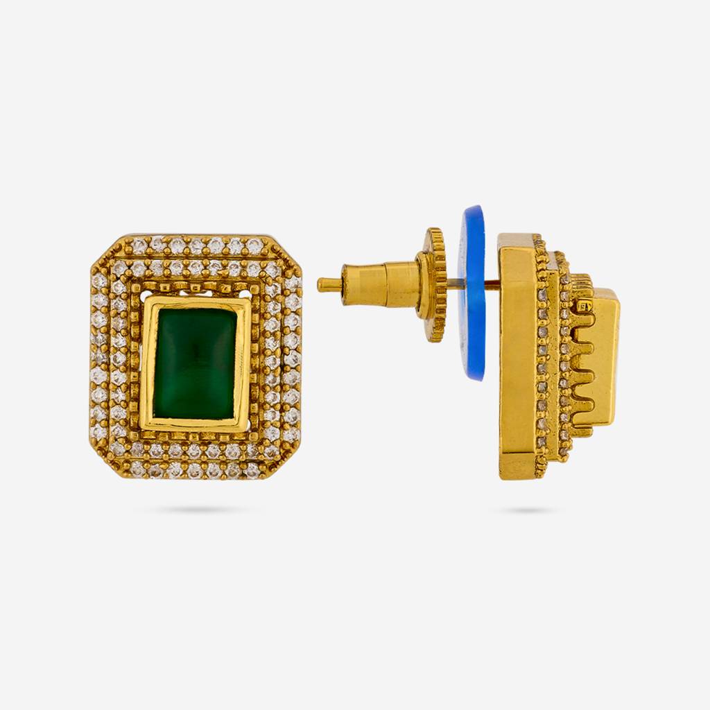 Green Victorian - Plated Casual Wear Kundan Earring - 452527 : 452527