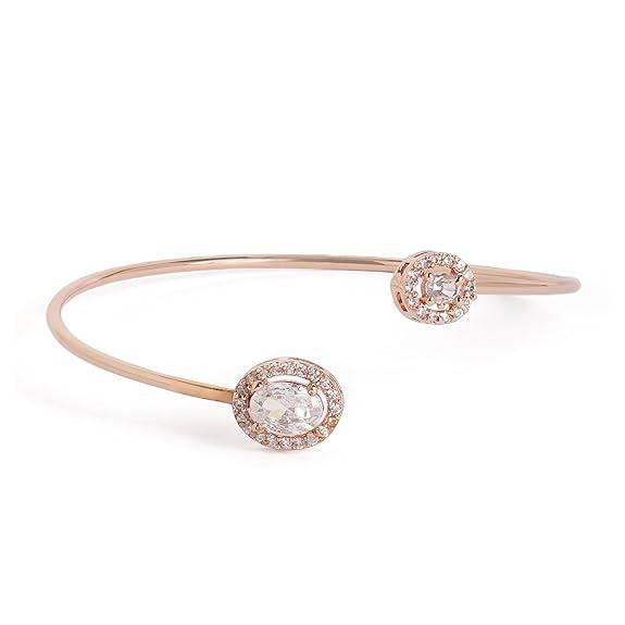 Rosegold  Ad Oval Cuff Bracelet – Lightweight Party Jewelry : AD-119-RGWEBR